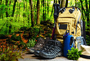 Backpack hiking with boots of mountain创意图片素材 - 500px Core RF