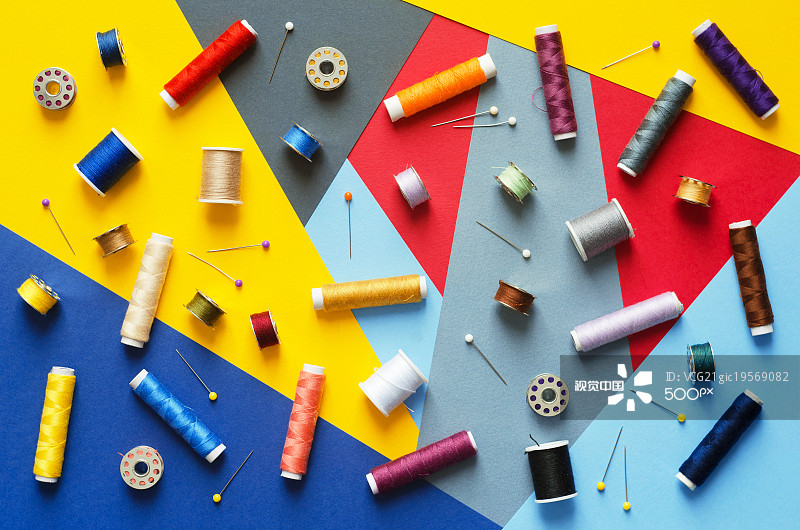 Colorful thread spools