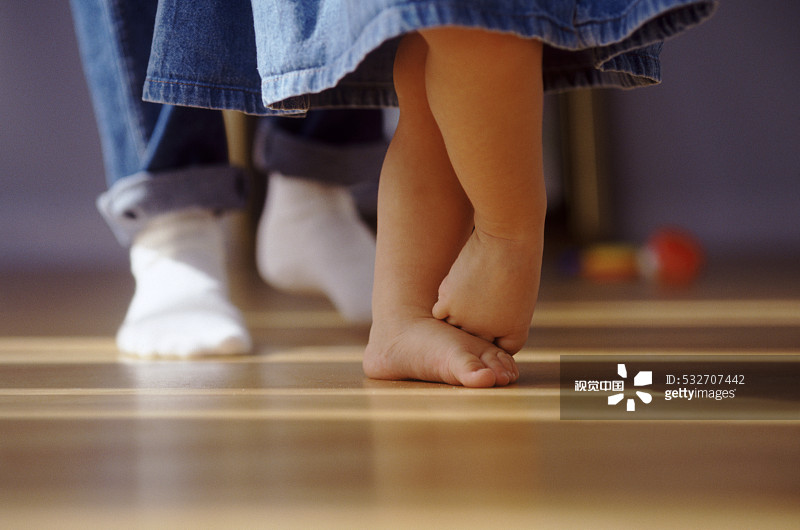 Baby girl's first steps