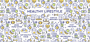 Healthy Lifestyle Vector Illustration, Dieting, Fitness & Nutrition创意图片素材 - iStock