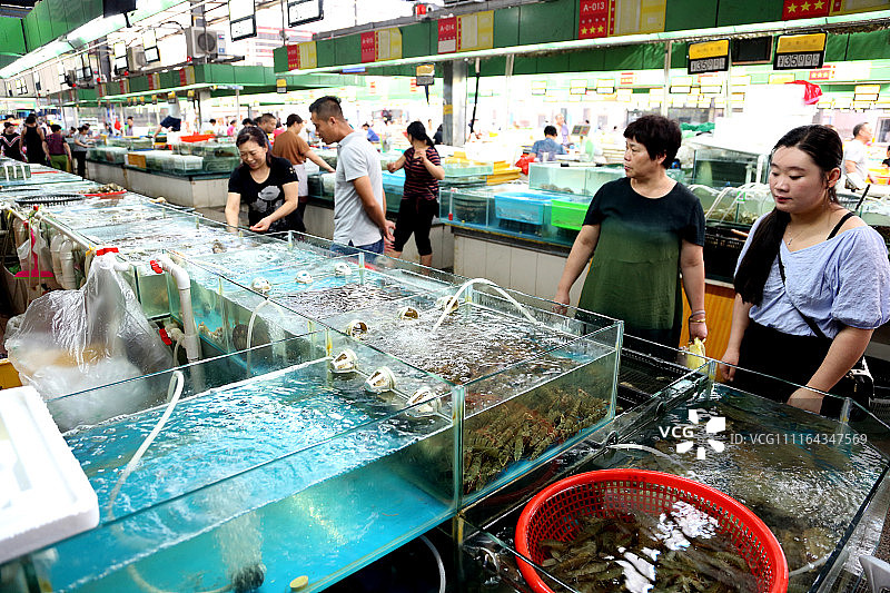 江苏连云港:海鲜产品大量上市 水产市场生意红