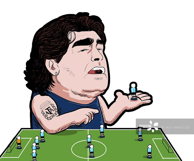 漫画:马拉多纳再曝世界杯6人首发 阿根廷首战