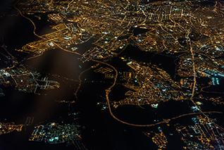 View from the window of an airplane at night 500px图片素材