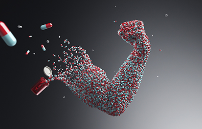 Pills shaping muscle arm corbis图片素材